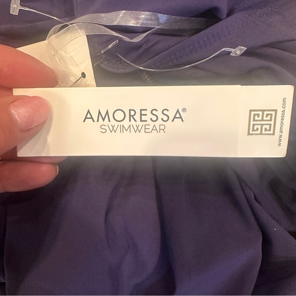 NWT Amoressa Women’s Elegant Navy Halter One-Piece Swimsuit Size 6 - Picture 8 of 8